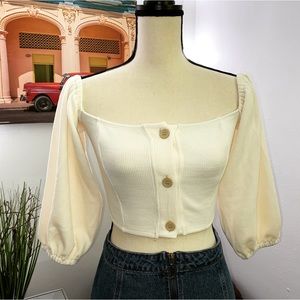 Mid Lantern Sleeve Knitted Top